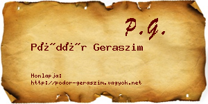 Pödör Geraszim névjegykártya